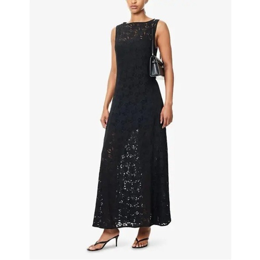Dissh Women's Black Loula Lace Embroidery Stretch Woven Midi Dress NWT Size 16
